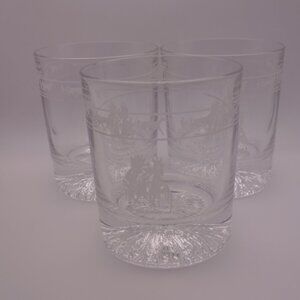Set of Three(3) Vintage Blue Bonnets Scotch Glasses